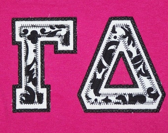 Custom Greek Letter Sorority Applique Shirt Greek Letter Shirt Black and White sorority shirt