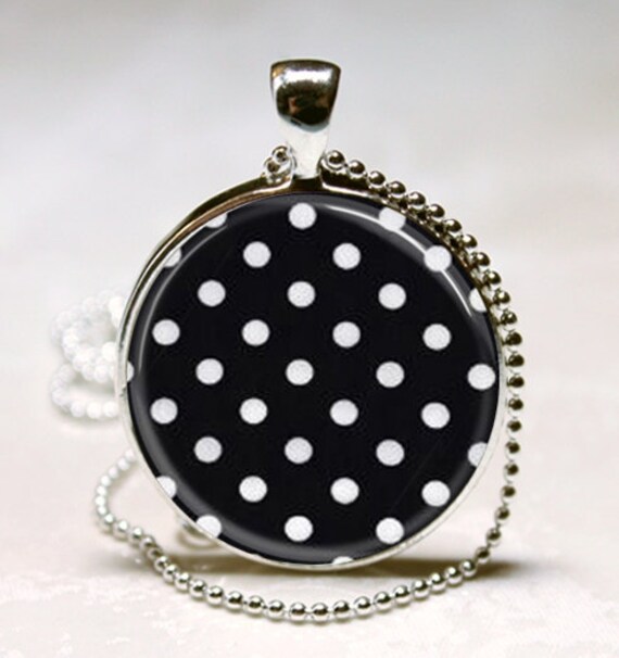 Polka Dot Necklace Black and White Polka by
