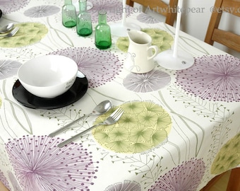 Tablecloth Dandelion Flowers Rectangle Square Round Dinner,Party,Wedding,Baby Shower--Cotton Custom Runner,Pillow case Cushion,GET FREE GIFT