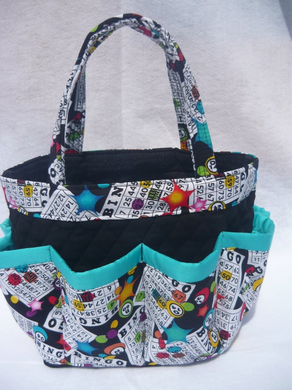 Bingo print bag great for craft and make-up by sewtrendyrose