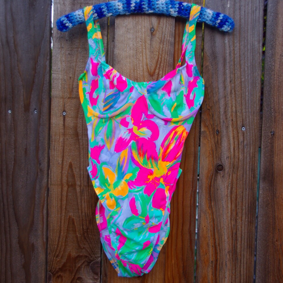Vintage 1980s/1990s Carabella Neon Swimsuit by SunRipenedVintage