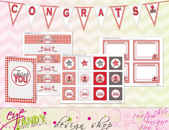 GRADUATION - Backyard BBQ collection - Custom School Colors - Graduation Party - Backyard bbq collection - DIY Printable Collection Il_570xn