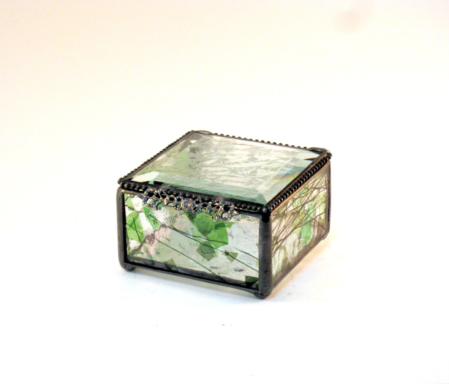 Glass Box Woodland Inspired Stained Glass Jewelry Box