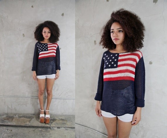 vintage sweater 1990 s mesh knit american flag by vintage sweater 1990 s mesh knit american flag by