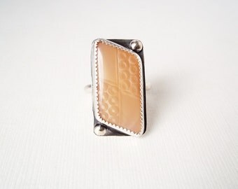 Unique Jewelry. Geometric Glass in Sterling Silver. Repurposed Jewelry. Size 7