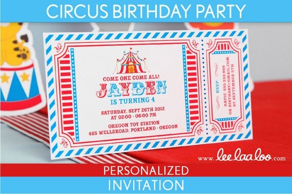Circus Birthday Party Invitation Personalized Printable // Circus Carnival - B31Pa4 Il_570xn
