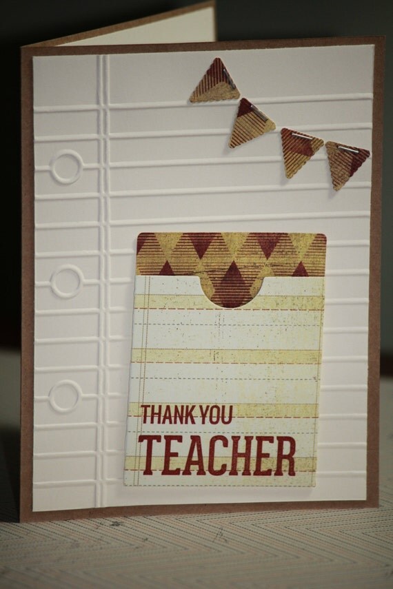 Items similar to One Handmade Teacher Thank You Gift Card Holder on Etsy