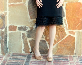 Extender Slip: Tiered Black Soft Tulle Black