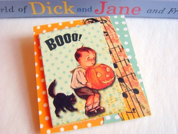 Halloween Brooch  Boo Boy With Pumpkin And Black by mimiandlucy