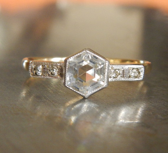 Art Deco Paste Diamond Ring from England by AntiqueSparkle on Etsy