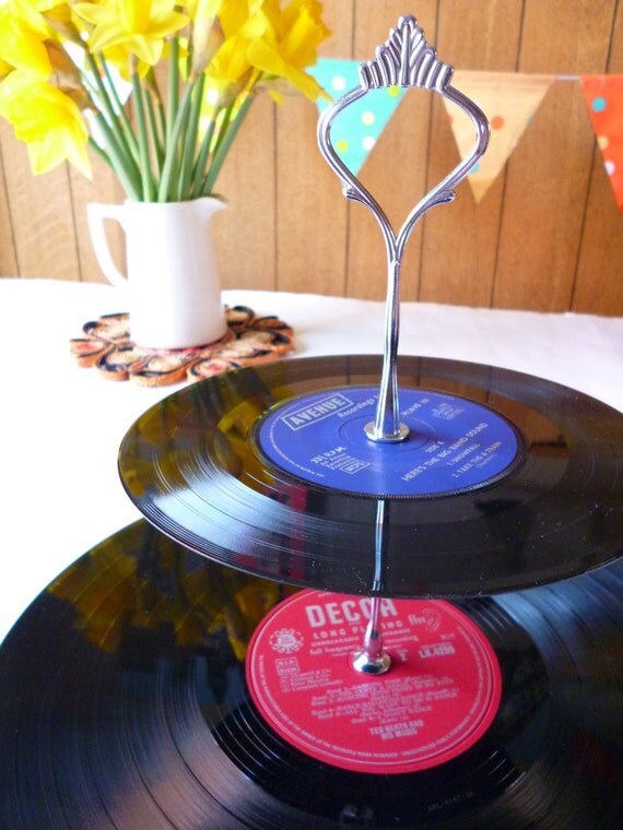 Record cake stand Wedding Party Cake Stand by WhenTheMusicsOver
