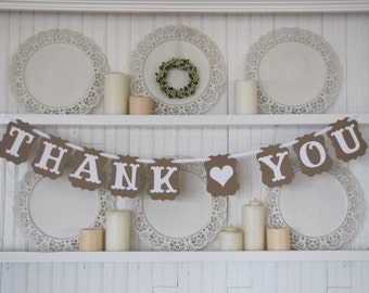 THANK YOU Banner, Wedding Sign, Wedding Thank You, Thank You Photo Card, Wedding Decoration, French Country Wedding, Burlap Wedding