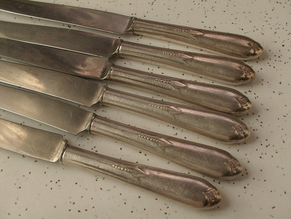 antique 1930's Rogers silver plate knives set by ShoponSherman