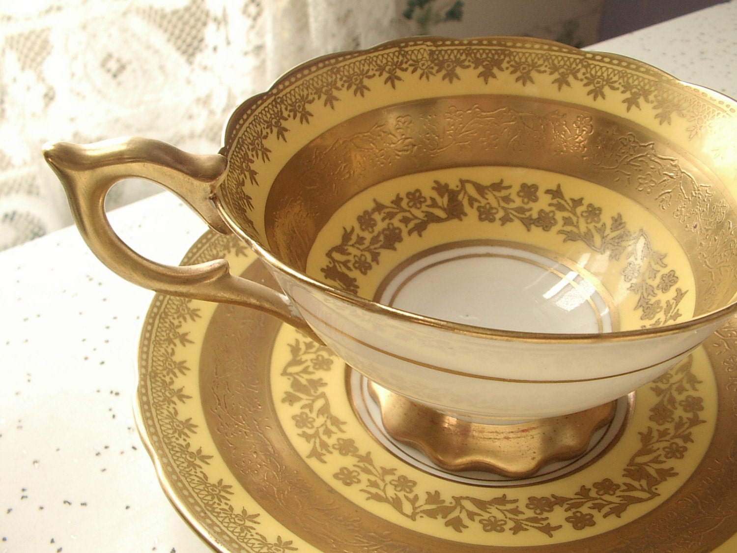 vintage gold tea cup and saucer set Royal by ShoponSherman on Etsy