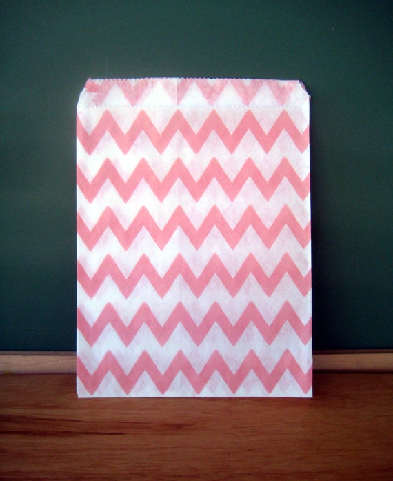 CLEARANCE SALE * Baby Pink Chevron Paper Bags -Set of 25 Bags- Candy ...