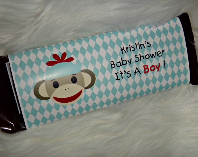 Sock Monkey Std Size Candy Bar Wrappers Birthday Party Baby Shower Favors