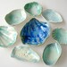 Ceramic seashell instant collection, beach decor, wedding favor, aqua and turquoise blue cobalt, salt dish, jewelry dish, bridesmaid gift