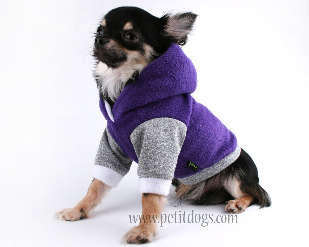 Dog Clothes XXS cute teacup Purple and Silver chihuahua hoodie