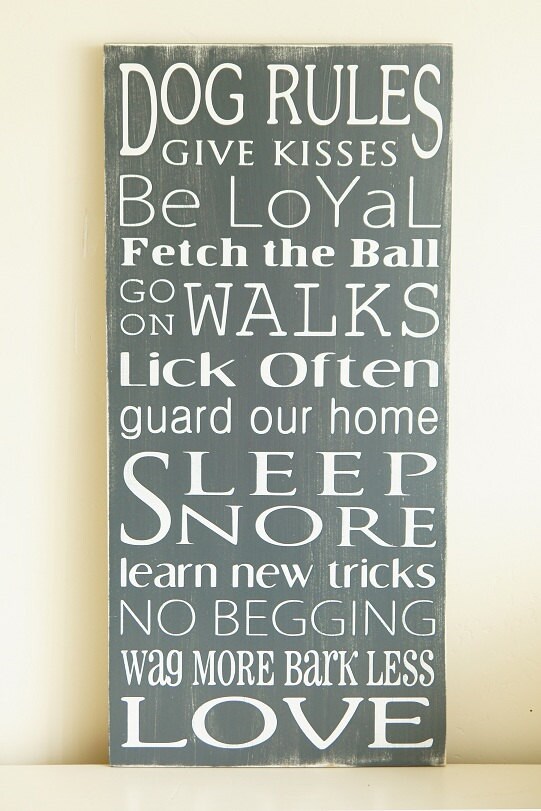 Dog Rules Subway Art Sign Typography Distressed Pick