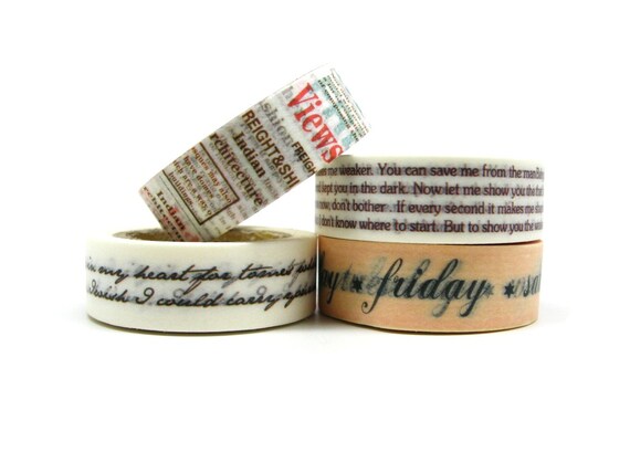 Love Letters, Days of the Week, Newspaper Washi Tapes Set