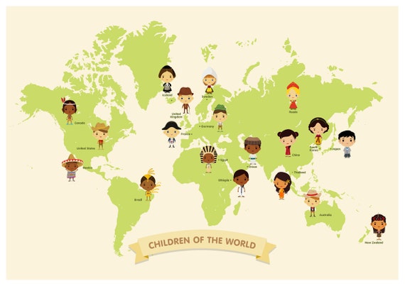 around the world, children of the world, Hello to the world, world map