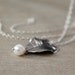 Leaf Necklace, Oxidized Sterling Silver Leaf and Freshwater Pearl (1317)