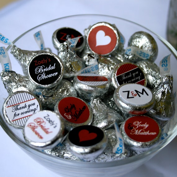 Hershey Kiss Labels for Bridal Shower or Wedding- Ruby Red and Black- print your own Il_570xn
