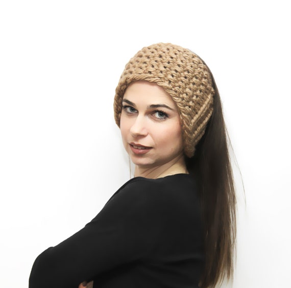 Beige Headband Bulky Knit Head Band Earwarmer Headwarmer by