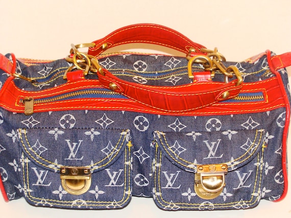 Faux Louis Vuitton Denim Blue and Red by Agees on Etsy