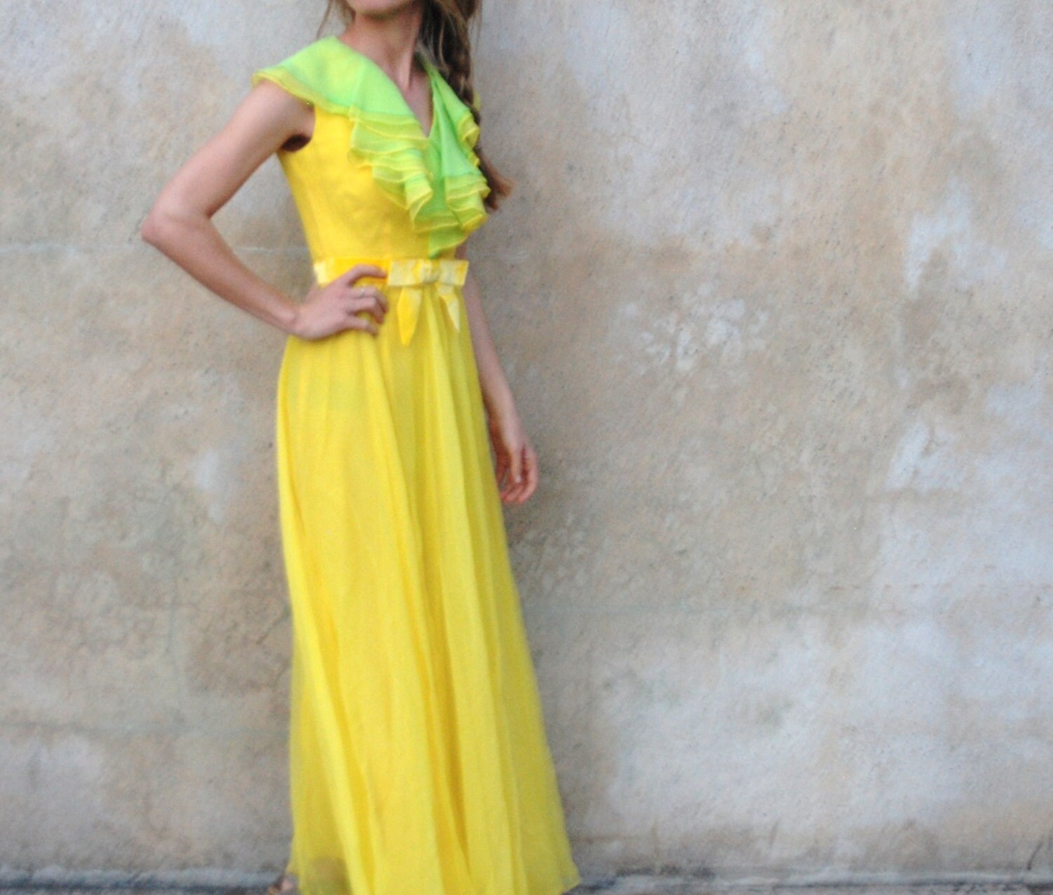 canary yellow evening gown