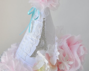 Girls Shabby Chic Eiffel Tower Birthday Party Hat