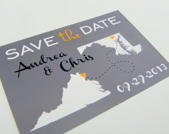 Wedding Save the Date Post Card Custom State Wedding Map Set of 48- Love Will Find A Way Series
