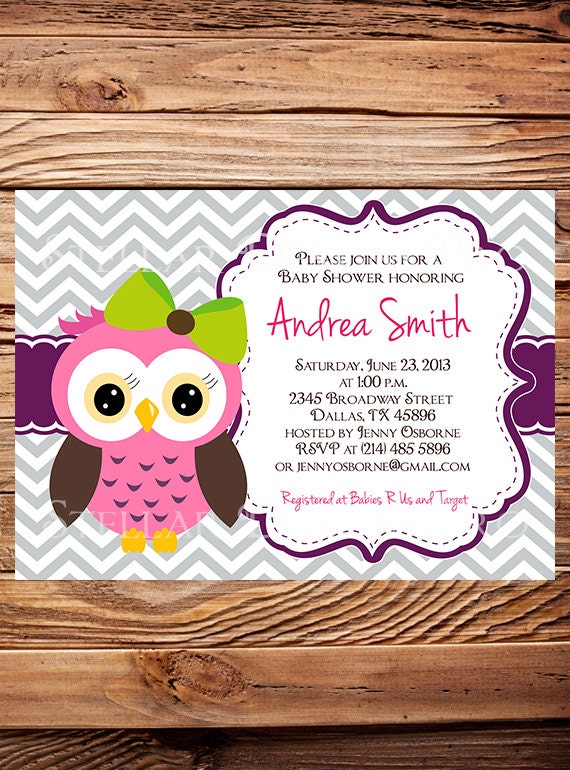 Owl Baby Shower Invitation Baby Shower Invite Boy Girl