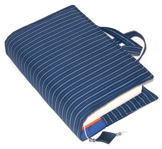 Book Cover Bag PINSTRIPE BLUES by WhimsyWooDesigns on Etsy