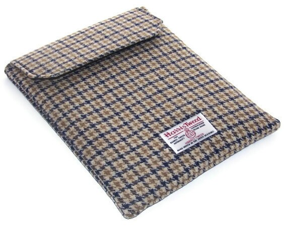 Ipad Cover HARRIS TWEED Dogtooth Check Brown by WhimsyWooDesigns