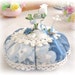 PINCUSHION Handmade Soft Sculpture BLUE and WHITE Handcrafted CharlotteStyle Needlecraft