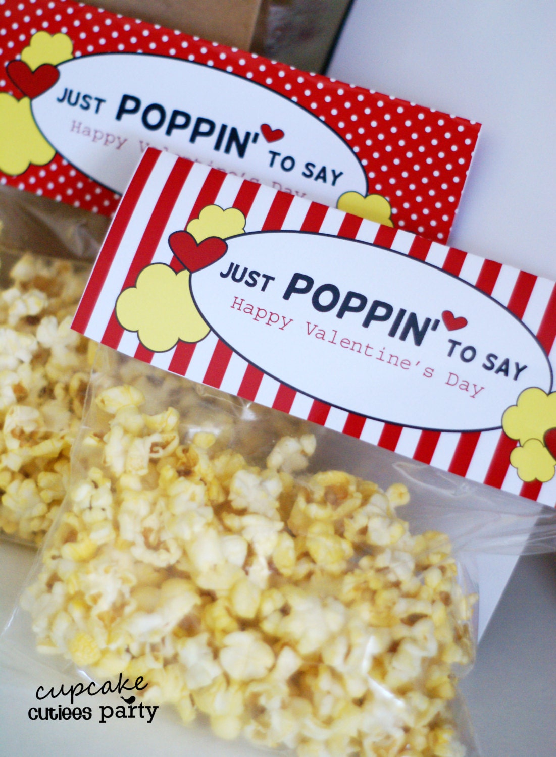 POPCORN Valentine Love Bag Toppers Kids by CupcakeCutieesParty