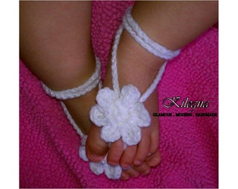 SALE !!!! Baby Barefoot Sandals Cro chet Daisy Flower More Colors ...