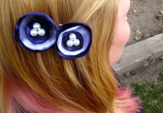 SALE - Dark Purple & Lavender Satin Bobby Pins with Pearls SALE - Dark Purple & Lavender Satin Bobby Pins with Pearls