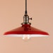 Reserved for Anna - TWO Pendant Lights w/ Red Porcelain Enamel Finish and Edison Light Bulbs - Rustic Farmhouse Style Barn Light