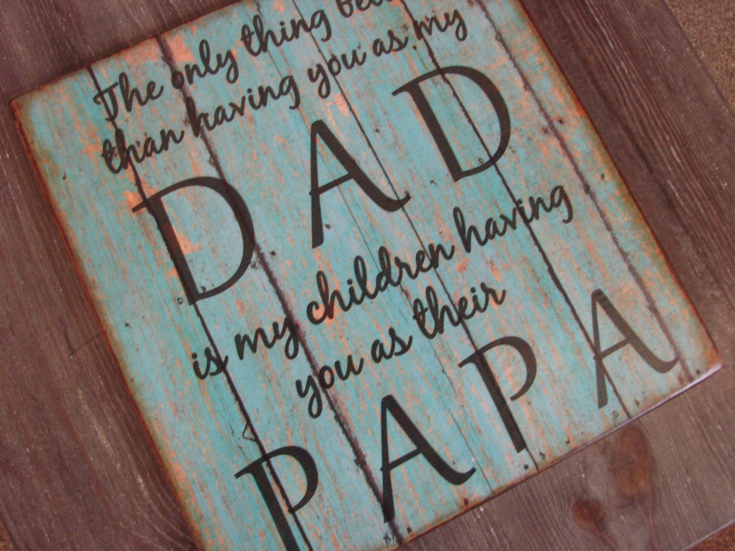 Distressed Wood Sign DAD PAPA Quote Wall Plaque by DoodlesinBloom