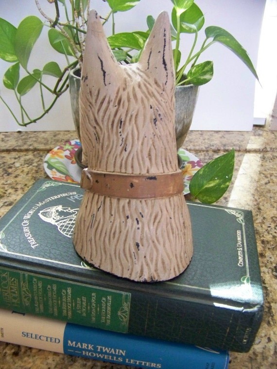 Vintage SCOTTY DOG Head Bookend Door Stop Decorator Figurine