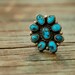 Vintage Turquoise Ring Chunky Zuni Flower Blossom