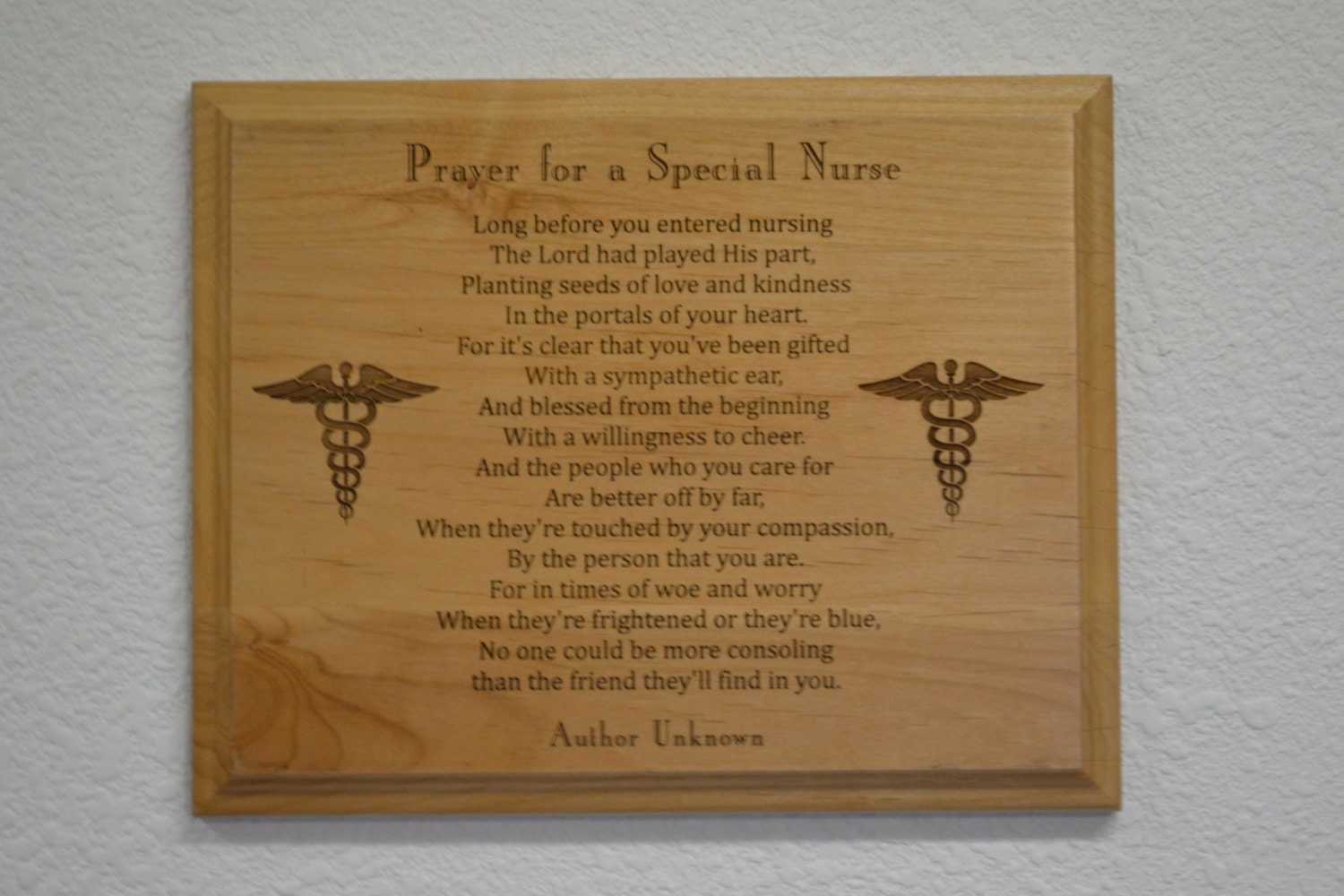 Prayer For a Special Nurse Plaque 8 inch by 10 Inch