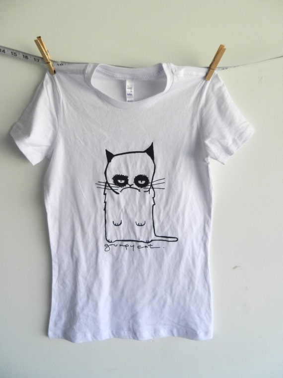 Items similar to grumpy cat white tshirt mens on Etsy