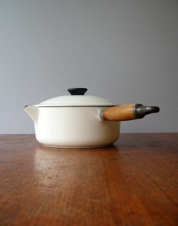 Vintage Le Creuset White Enamel Saucepan 20