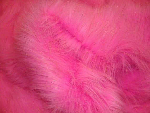 Fur Faux fake Hot Pink Sparkle Faux Fur Fabric Per Yard