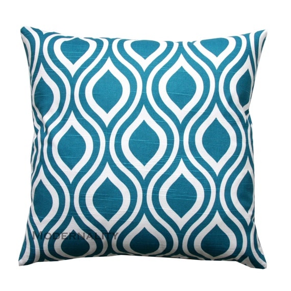 Blue Toss Pillow Dark Turquoise Pillow by ModernalityHomeDecor
