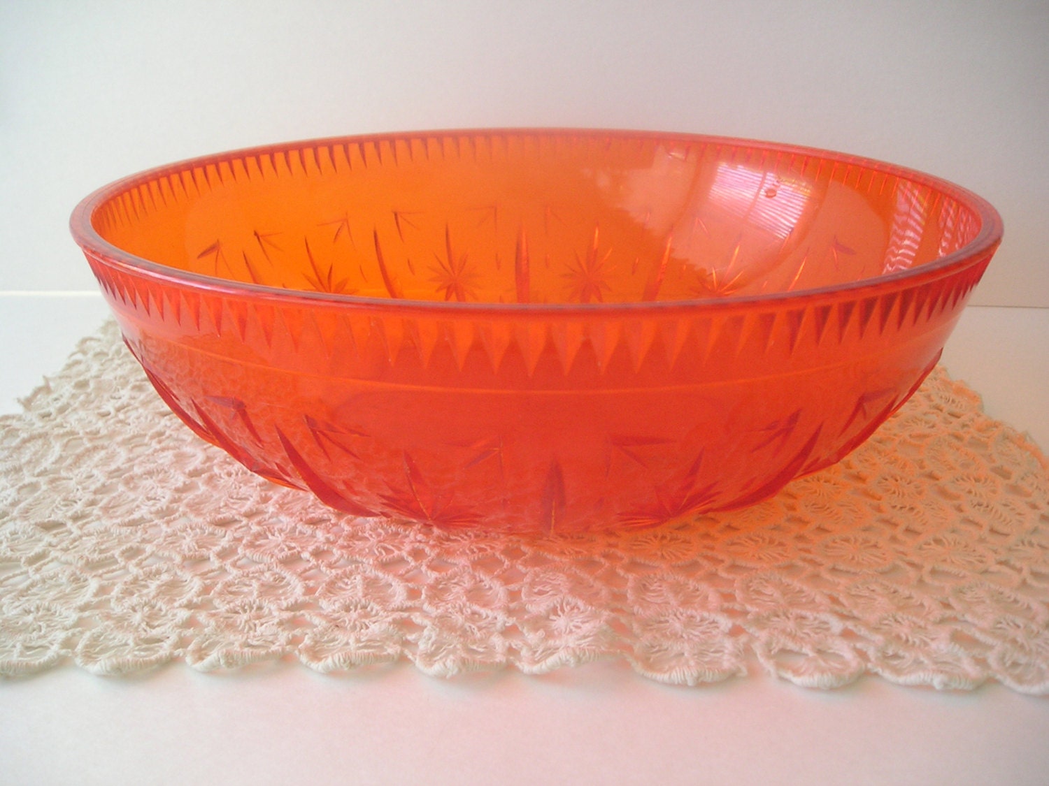 1960's Orange Plastic Bowl Popcorn Bowl Salad by DebsCollectibles