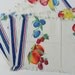 Vintage Fruit and More Fruit Blue and Red Stripe Placemats Table Mats Set of 4